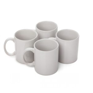 4PC WHITE STONEWARE MUG SET