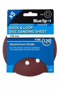 BLUE SPOT 125MM 5 PACK 120 GRIT SANDING DISC