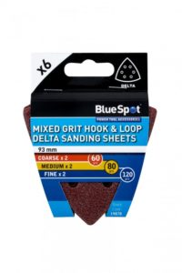 6 PACK 93MM MIXED GRIT DELTA SANDING SHEETS