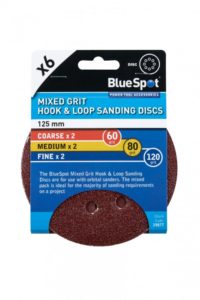 6 PACK 125MM MIXED GRIT SANDING DISC