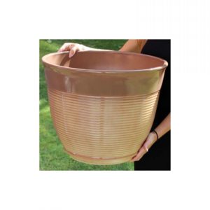 LARGE GLAZED CERAMIC EFFECT PLASTIC PLANTER