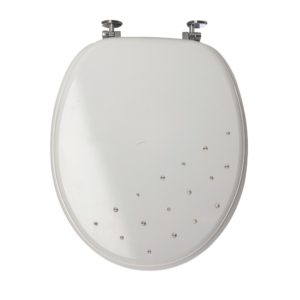 WHITE DIAMANTE TOILET SEAT