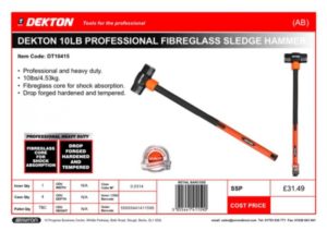 DEKTON 10LB SLEDGE HAMMER FIBREGLASS