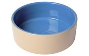 LB-495  9" BLUE & BEIGE DOG BOWL